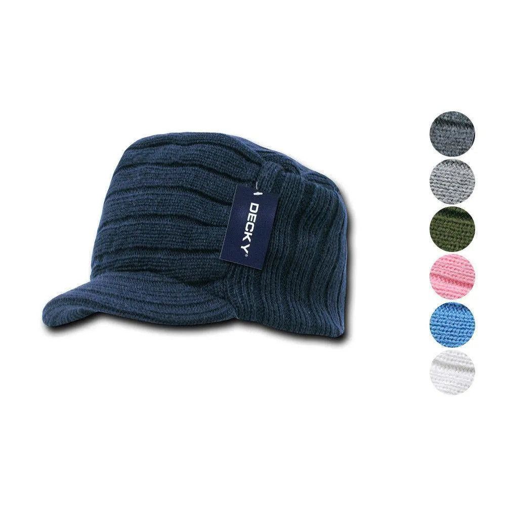 1 Dozen Beanies Knitted Flat Top Warm Ribbed Ski Gi Cap Wholesale Lots