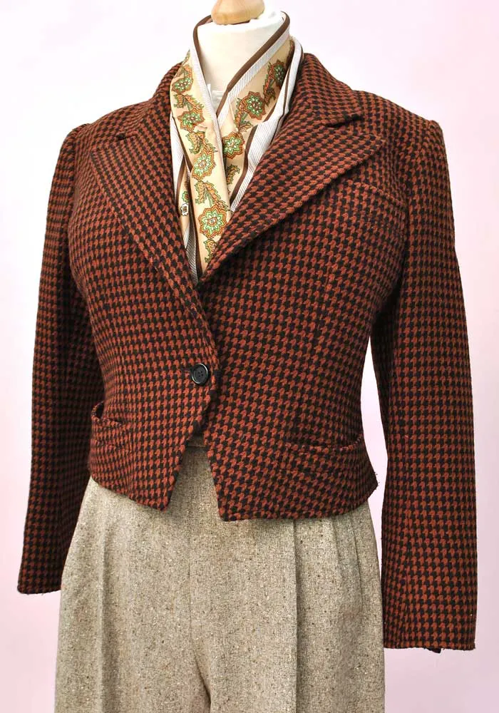 1980s Vintage YSL Yves Saint Laurent Tweed Jacket • Size 40B • Copper Black