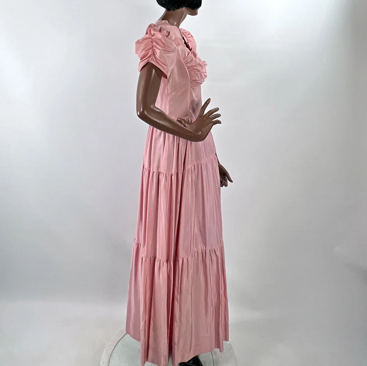 30s Evening Dress Pink Taffeta  40s Vintage Formal Party Dress Junior Medium VFG