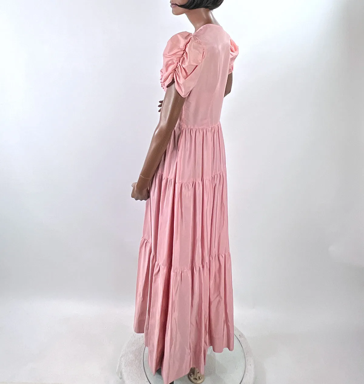 30s Evening Dress Pink Taffeta  40s Vintage Formal Party Dress Junior Medium VFG