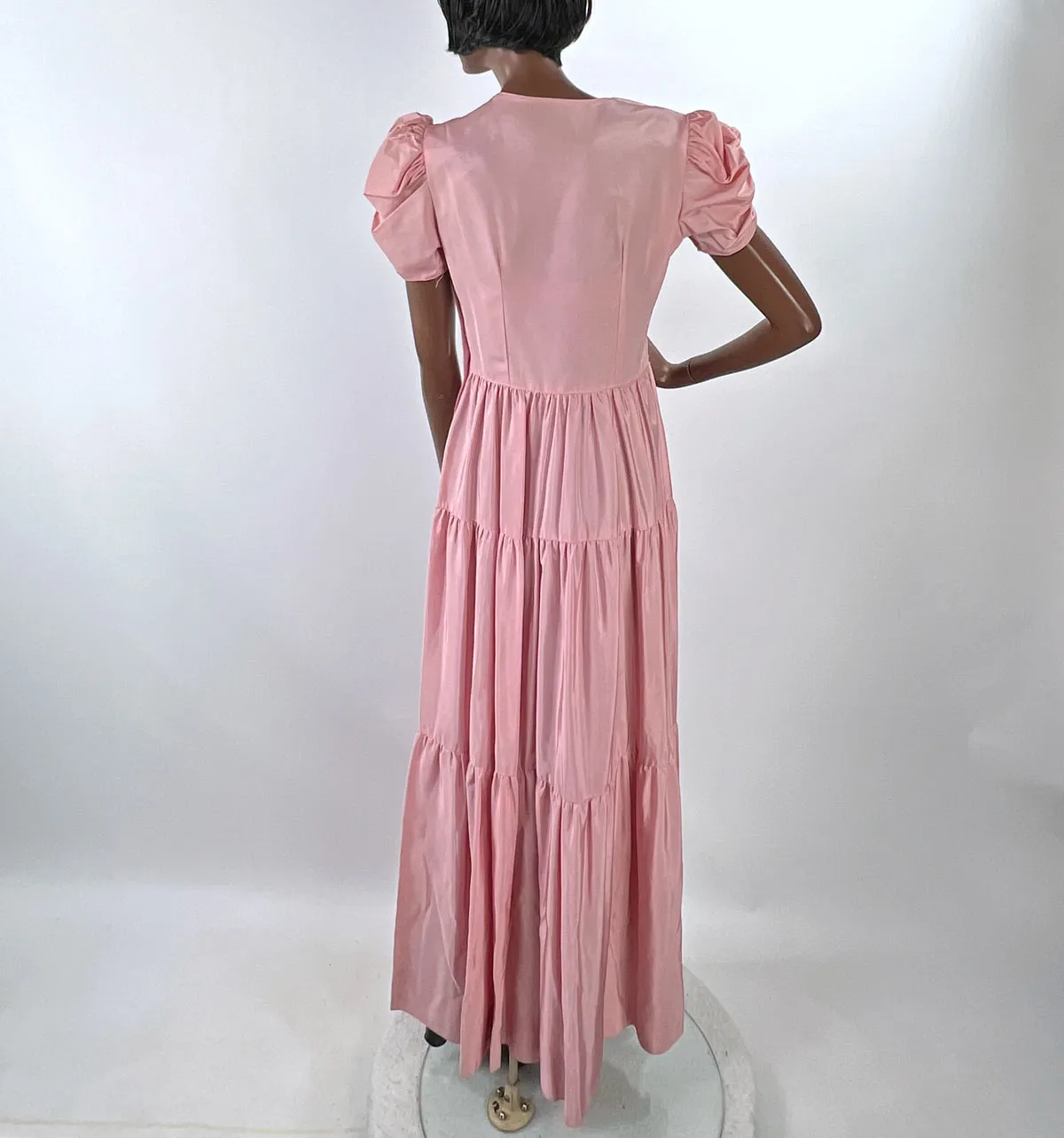 30s Evening Dress Pink Taffeta  40s Vintage Formal Party Dress Junior Medium VFG