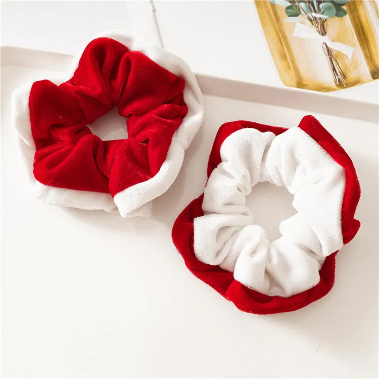 4pcs Girls' Hair Ring Christmas Pattern Flannel Christmas Beam Hair Circle