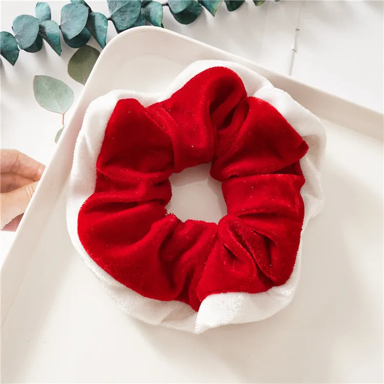 4pcs Girls' Hair Ring Christmas Pattern Flannel Christmas Beam Hair Circle