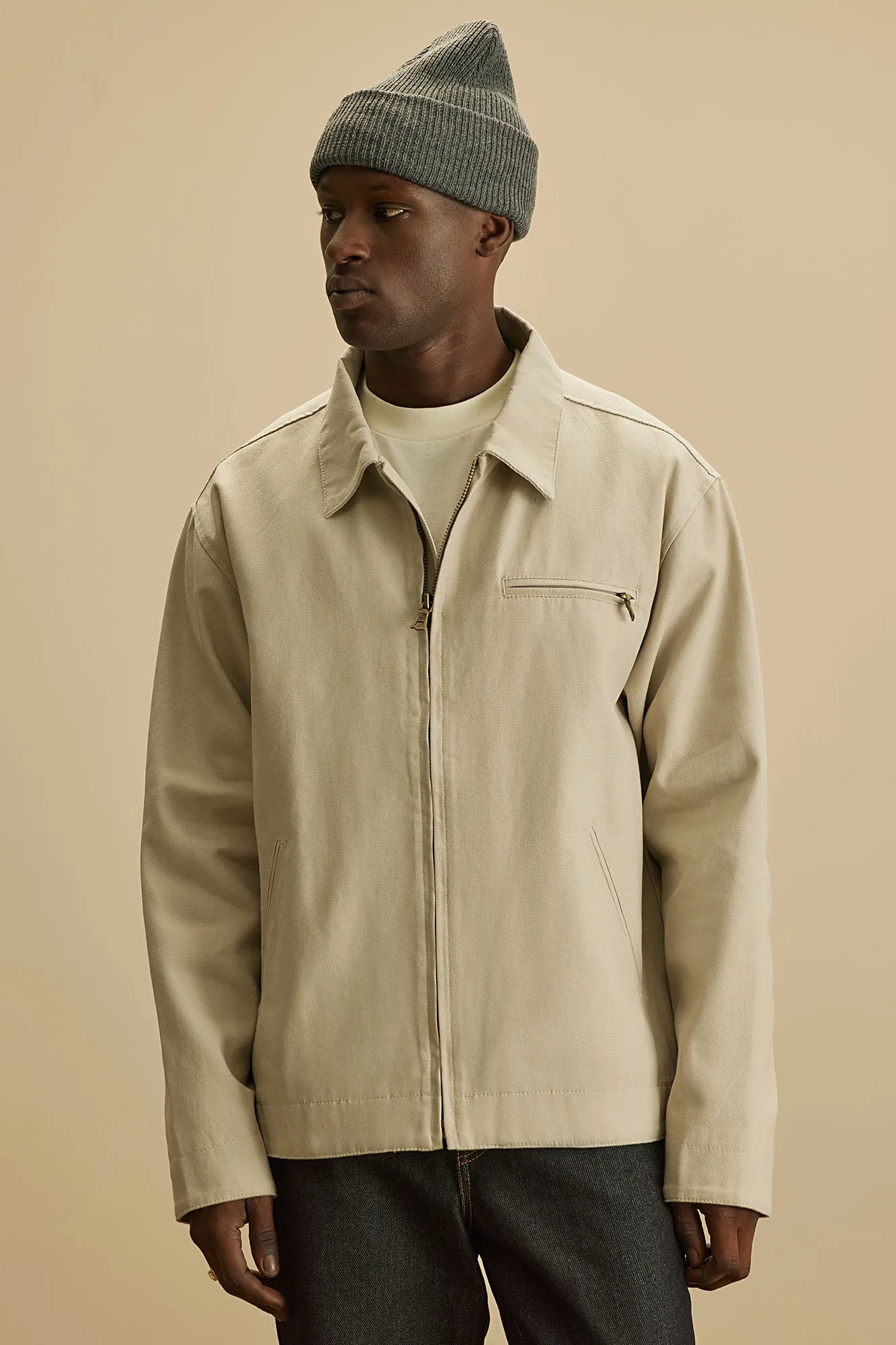 Alexander Utility Canvas Zip Work Jacket - Off White