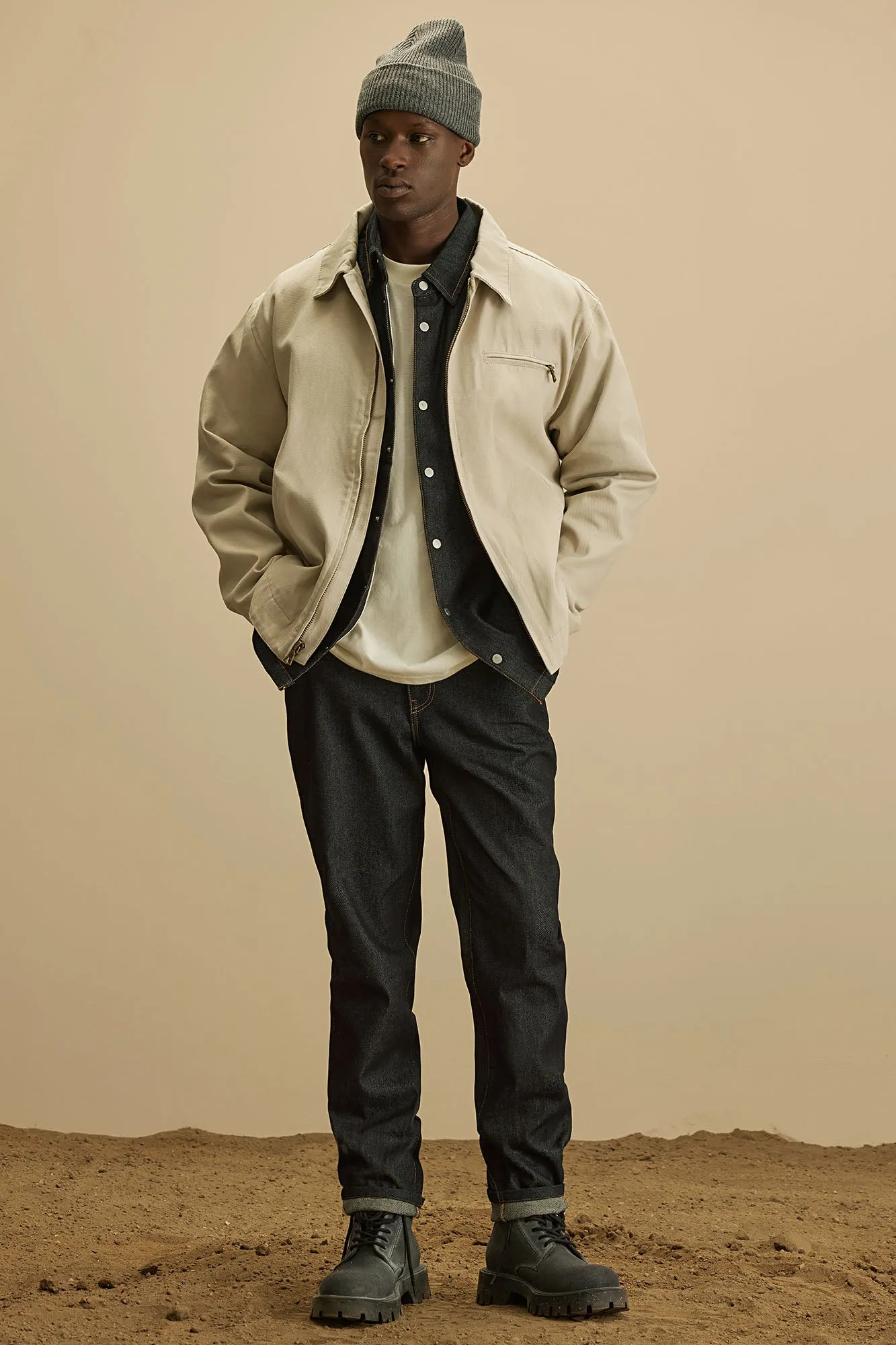 Alexander Utility Canvas Zip Work Jacket - Off White