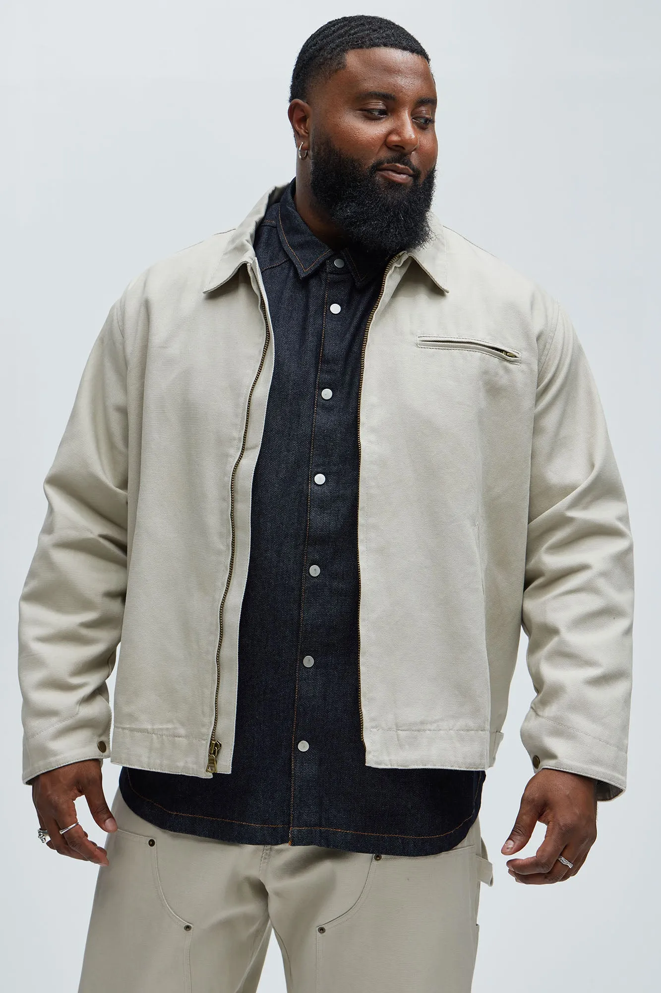 Alexander Utility Canvas Zip Work Jacket - Off White