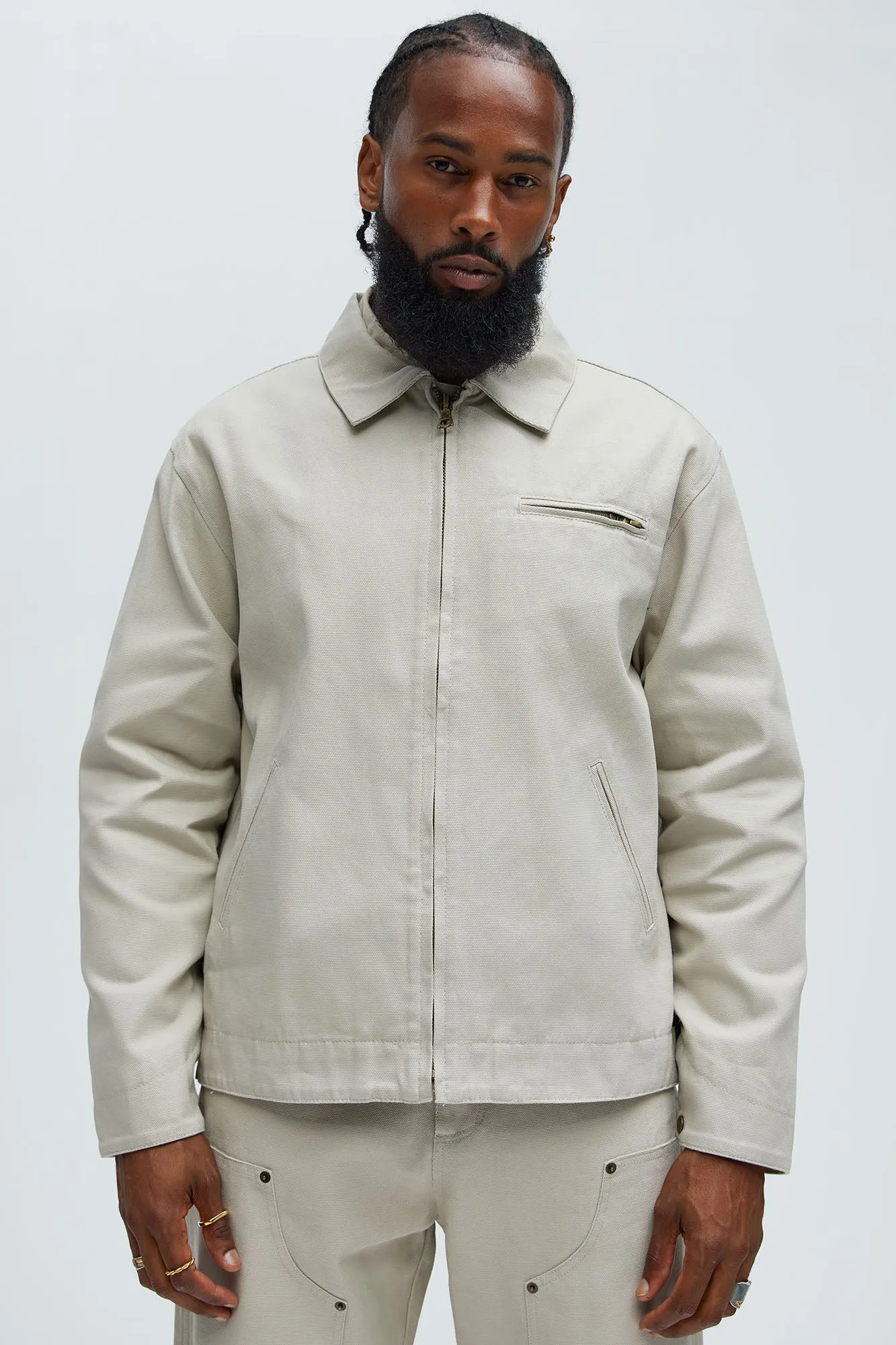 Alexander Utility Canvas Zip Work Jacket - Off White