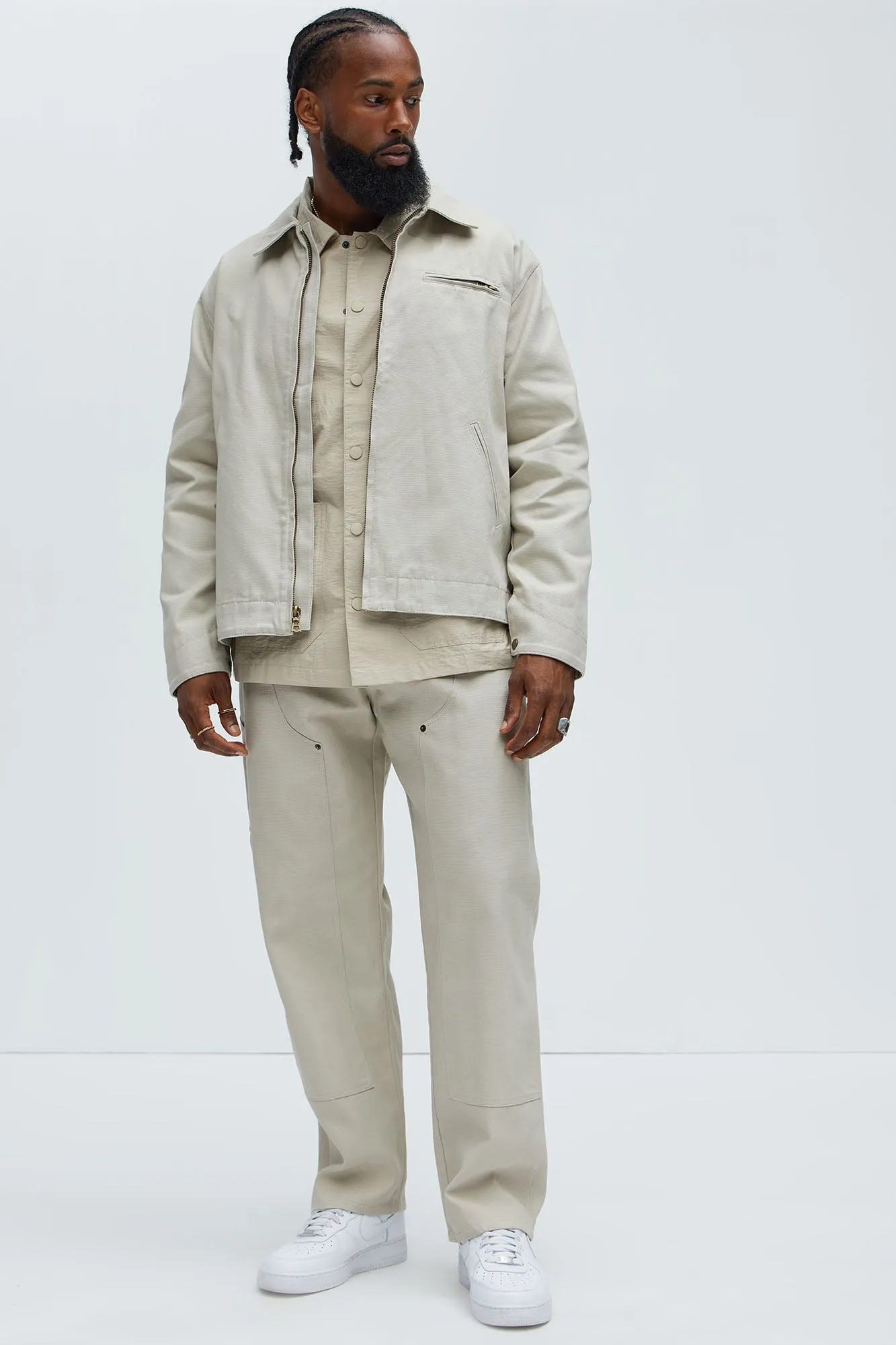 Alexander Utility Canvas Zip Work Jacket - Off White