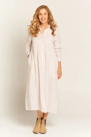 Beverley Dress Beige / White