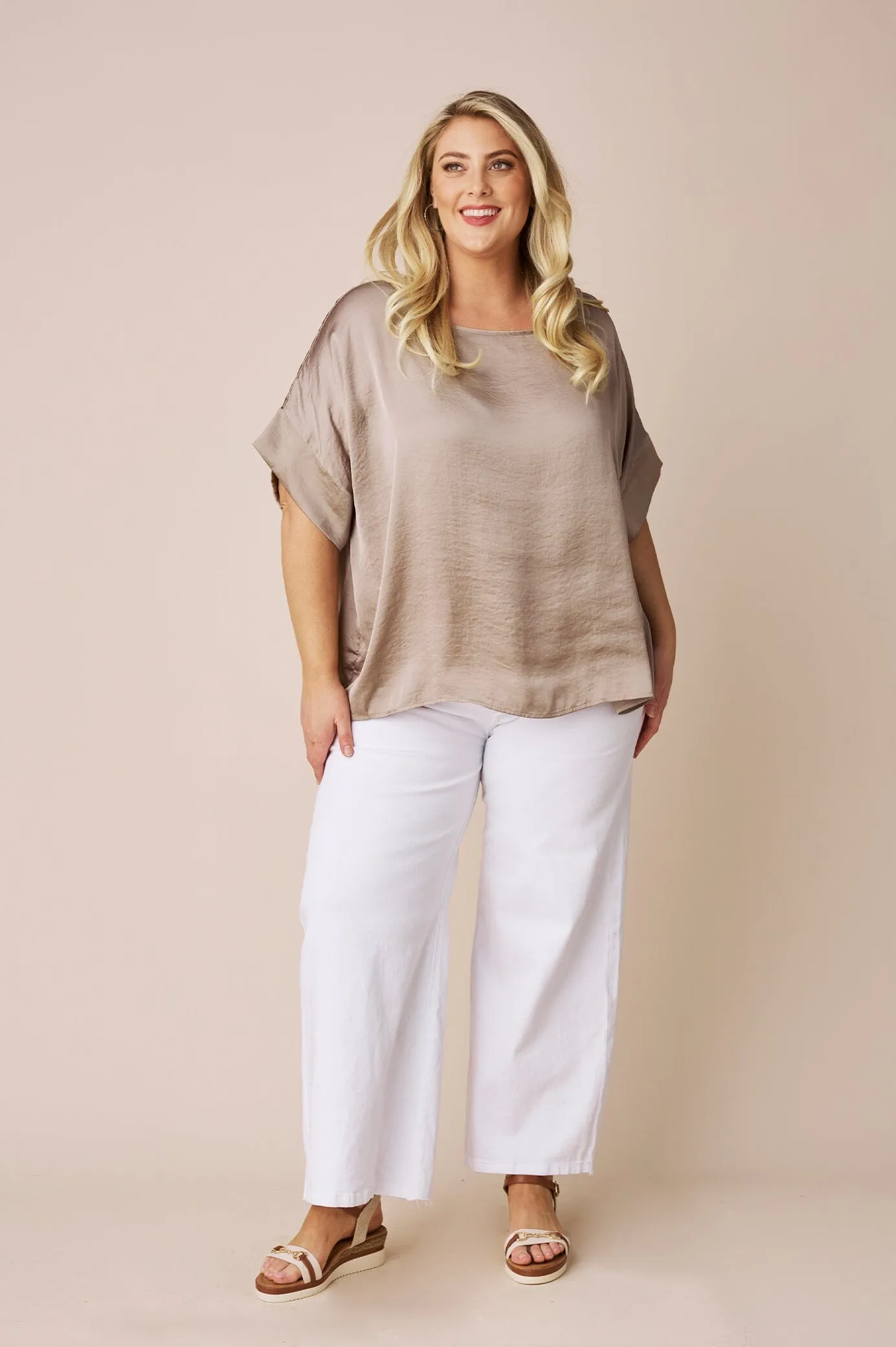 Bianca Short Sleeve Top Almond