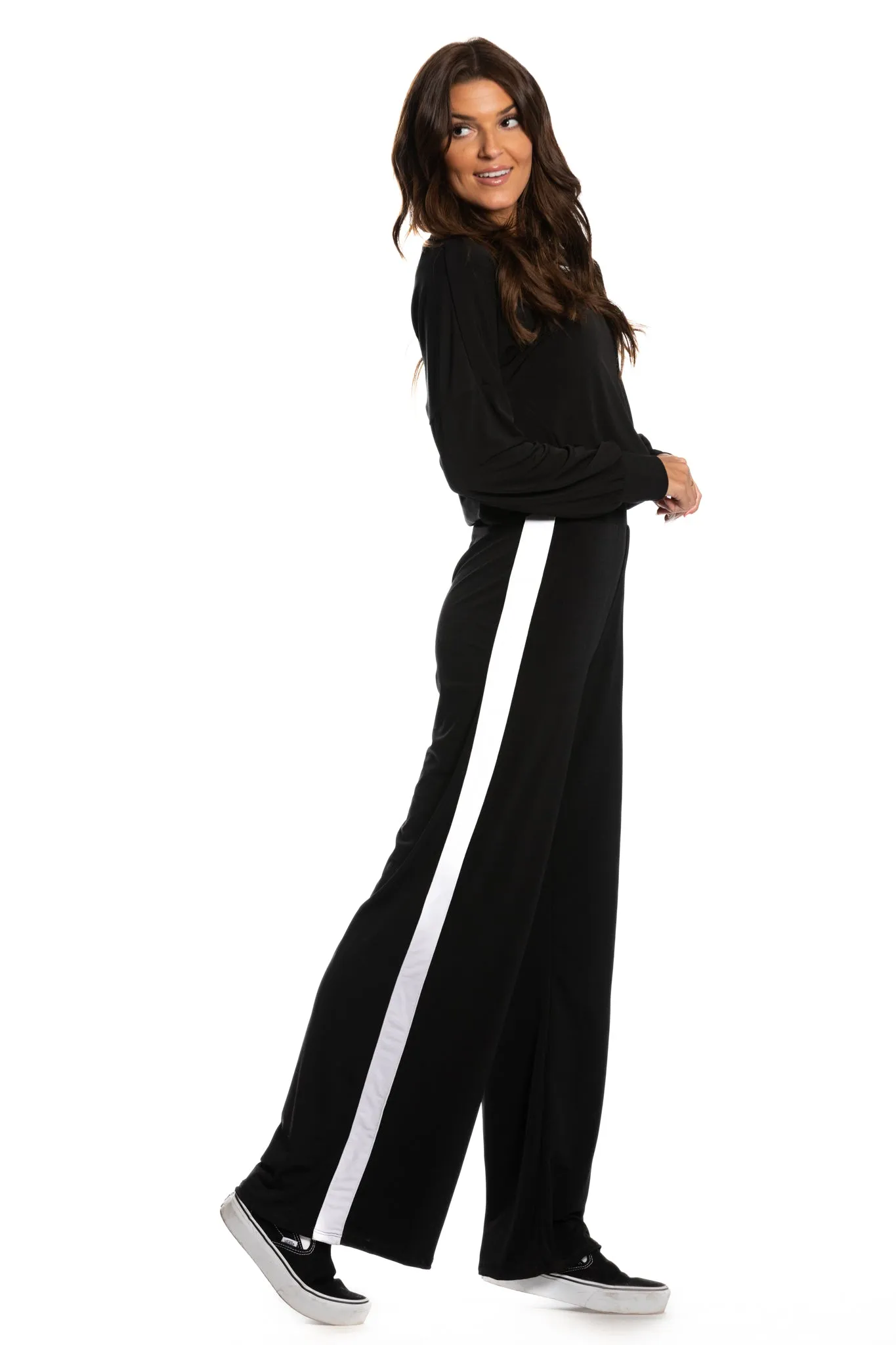 Brigitte Brianna Black and White Stripe Pants