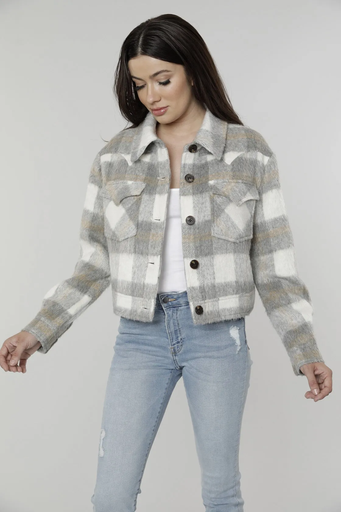 Brushed Flannel Plaid Shacket