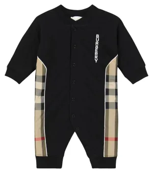 Burberry Kids Vintage Check Cotton Jumpsuit - Black