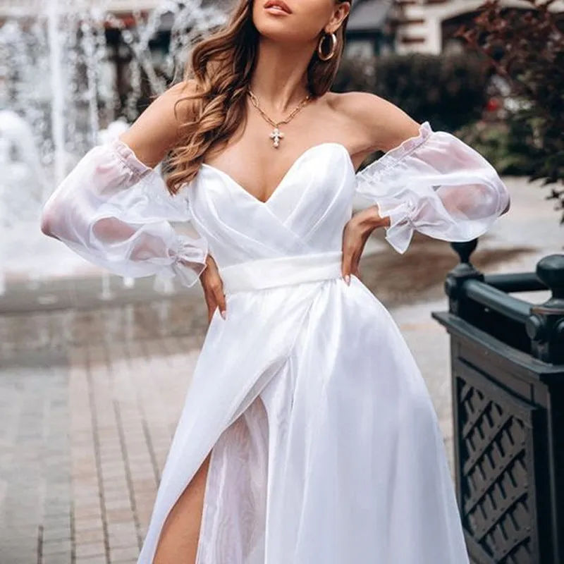 Can't Hurry Love Off The Shoulder Maxi Dress - Off White