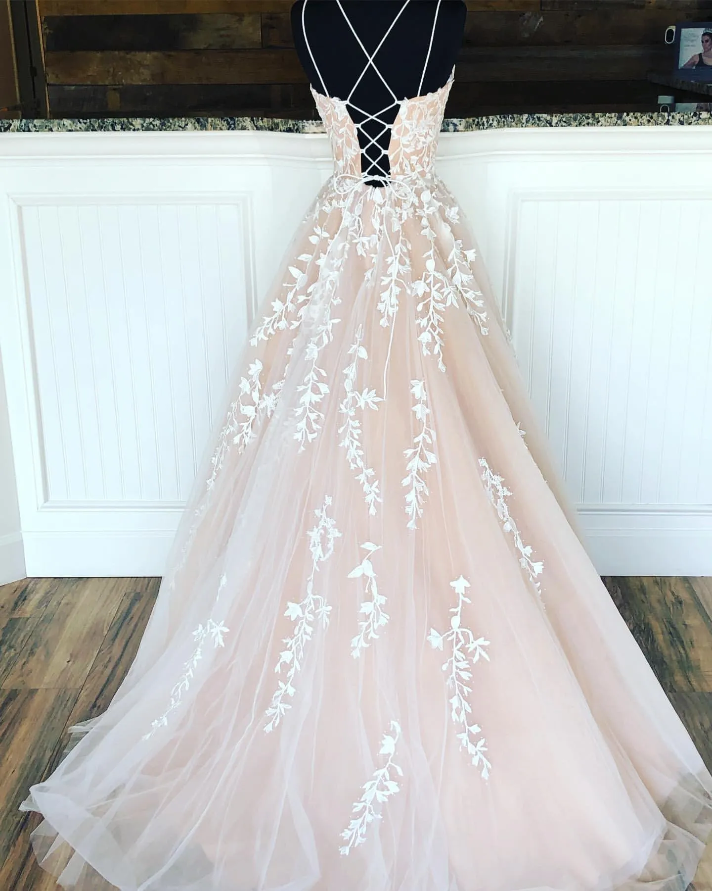 Champagne Long Lace Wedding, Champagne Lace Formal Graduation Evening