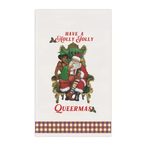 Christmas LGBTQ  Kitchen Towel -  Have a Holly Jolly Queermas (Black)