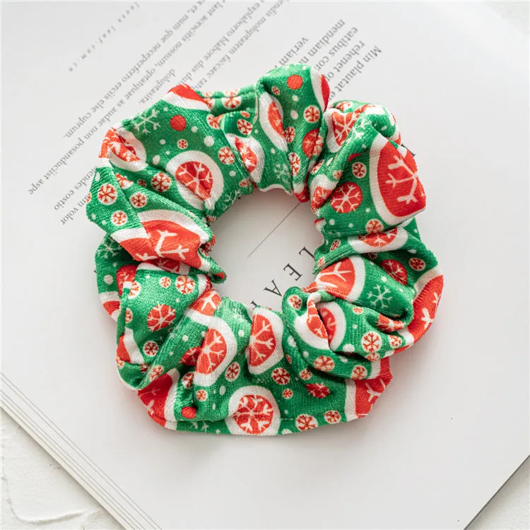 Christmas Pattern Hair Ring Flannel Ponytail Hair Sausage Ring Suitable for Girls Or Ladies