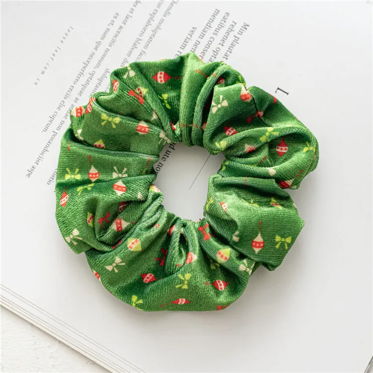 Christmas Pattern Hair Ring Flannel Ponytail Hair Sausage Ring Suitable for Girls Or Ladies