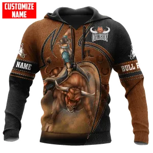 Custom Cowboy Hoodie, Bull Riding Hoodie Leather Pattern, Present To Cowboy Son Dad, Cowboy Gift