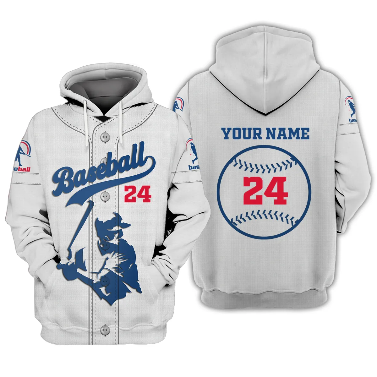 Custom Name and Number Baseball Jersey 3D Sweatshirt Hoodie Shirt, Gift for Baseball Player