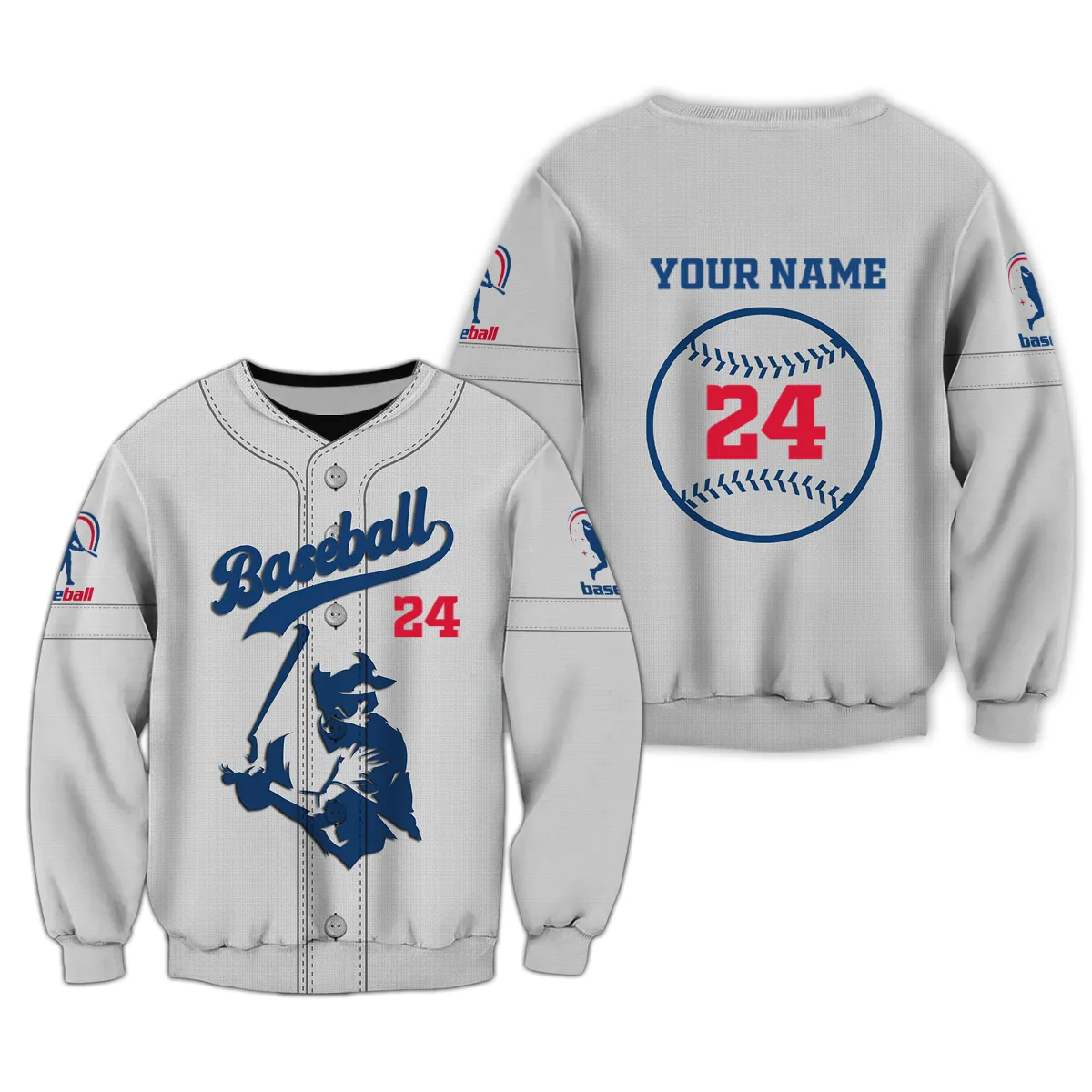 Custom Name and Number Baseball Jersey 3D Sweatshirt Hoodie Shirt, Gift for Baseball Player