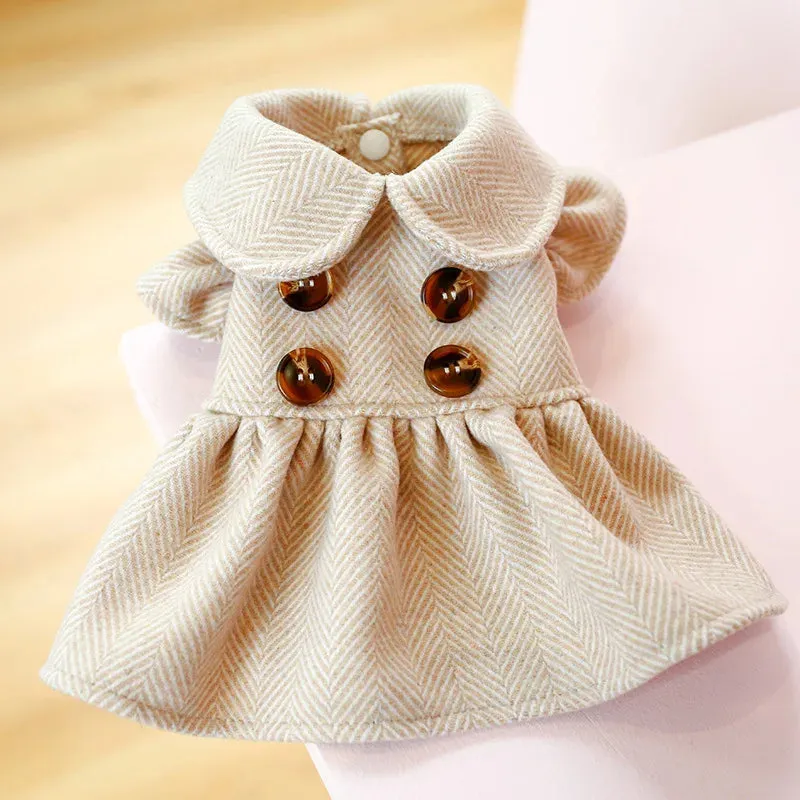 Cute Winter Pet Dog Cat Clothes Dress Fragrant Wind Doll Collar Skirt Princess Dress Warm Tutu Clothing For Small Dogs Pet Apparel