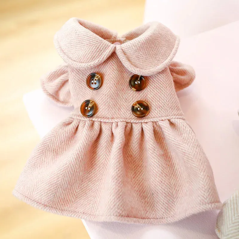 Cute Winter Pet Dog Cat Clothes Dress Fragrant Wind Doll Collar Skirt Princess Dress Warm Tutu Clothing For Small Dogs Pet Apparel