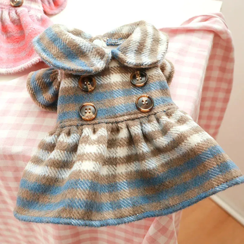 Cute Winter Pet Dog Cat Clothes Dress Fragrant Wind Doll Collar Skirt Princess Dress Warm Tutu Clothing For Small Dogs Pet Apparel