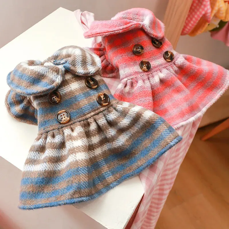 Cute Winter Pet Dog Cat Clothes Dress Fragrant Wind Doll Collar Skirt Princess Dress Warm Tutu Clothing For Small Dogs Pet Apparel