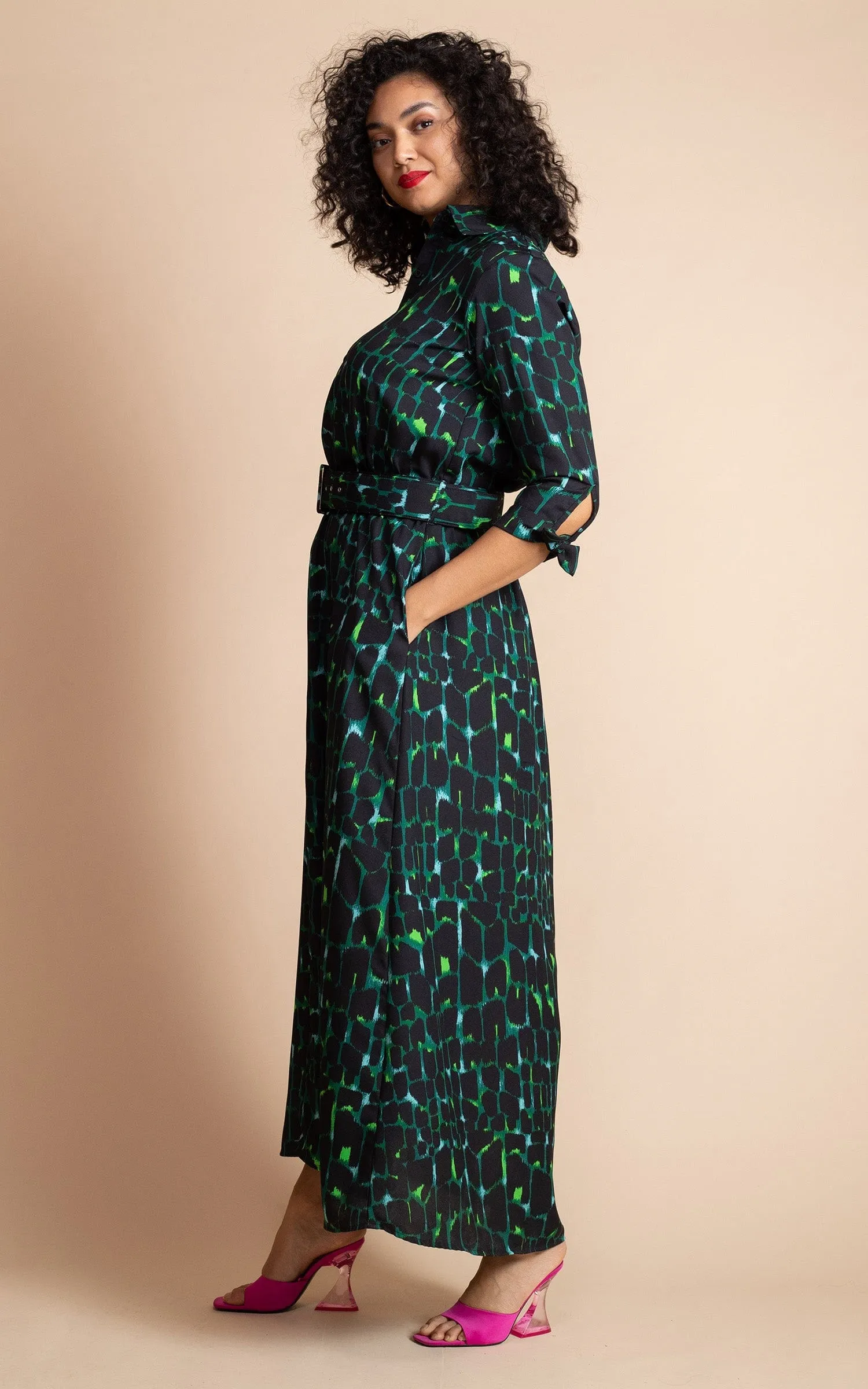 Dove Dress in Green Alligator