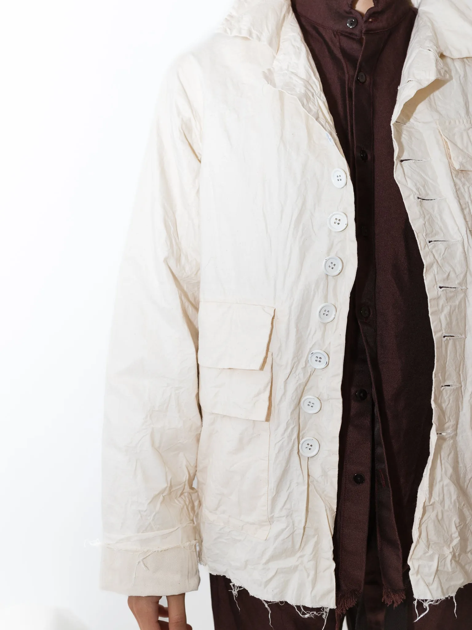 Elena Dawson Work Jacket, Cream Cotton Cambric