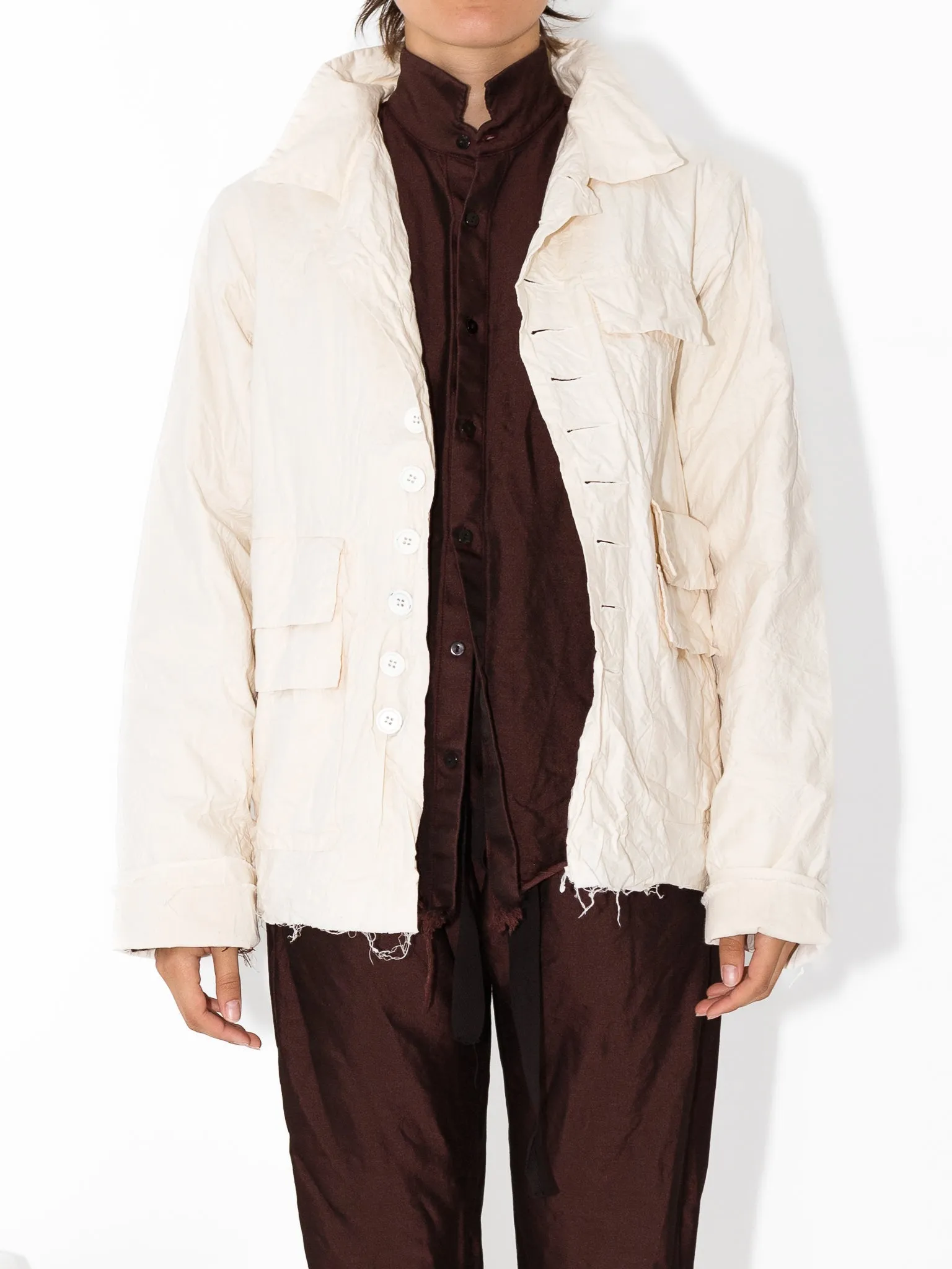 Elena Dawson Work Jacket, Cream Cotton Cambric