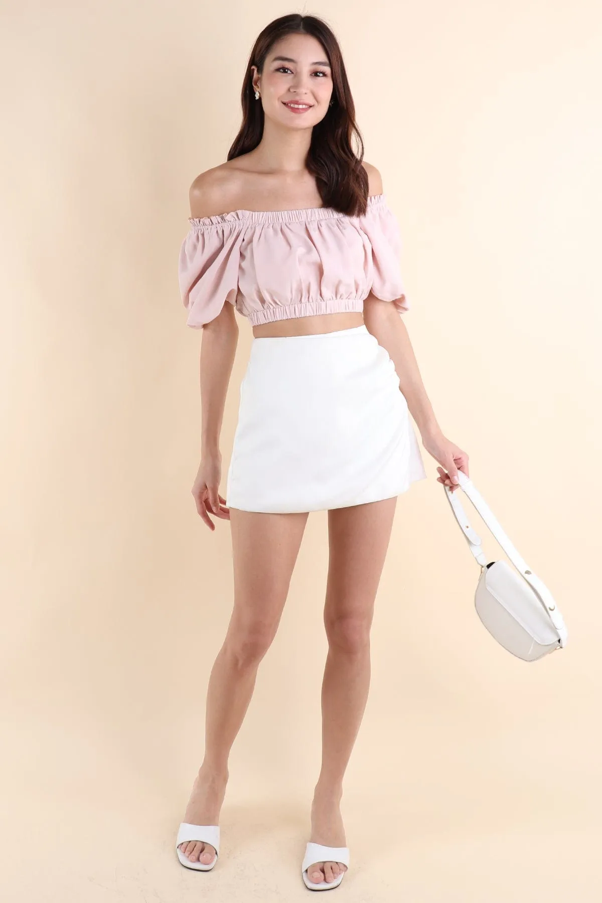 ELLAMAE PUFF SLEEVE CROP TOP IN PINK