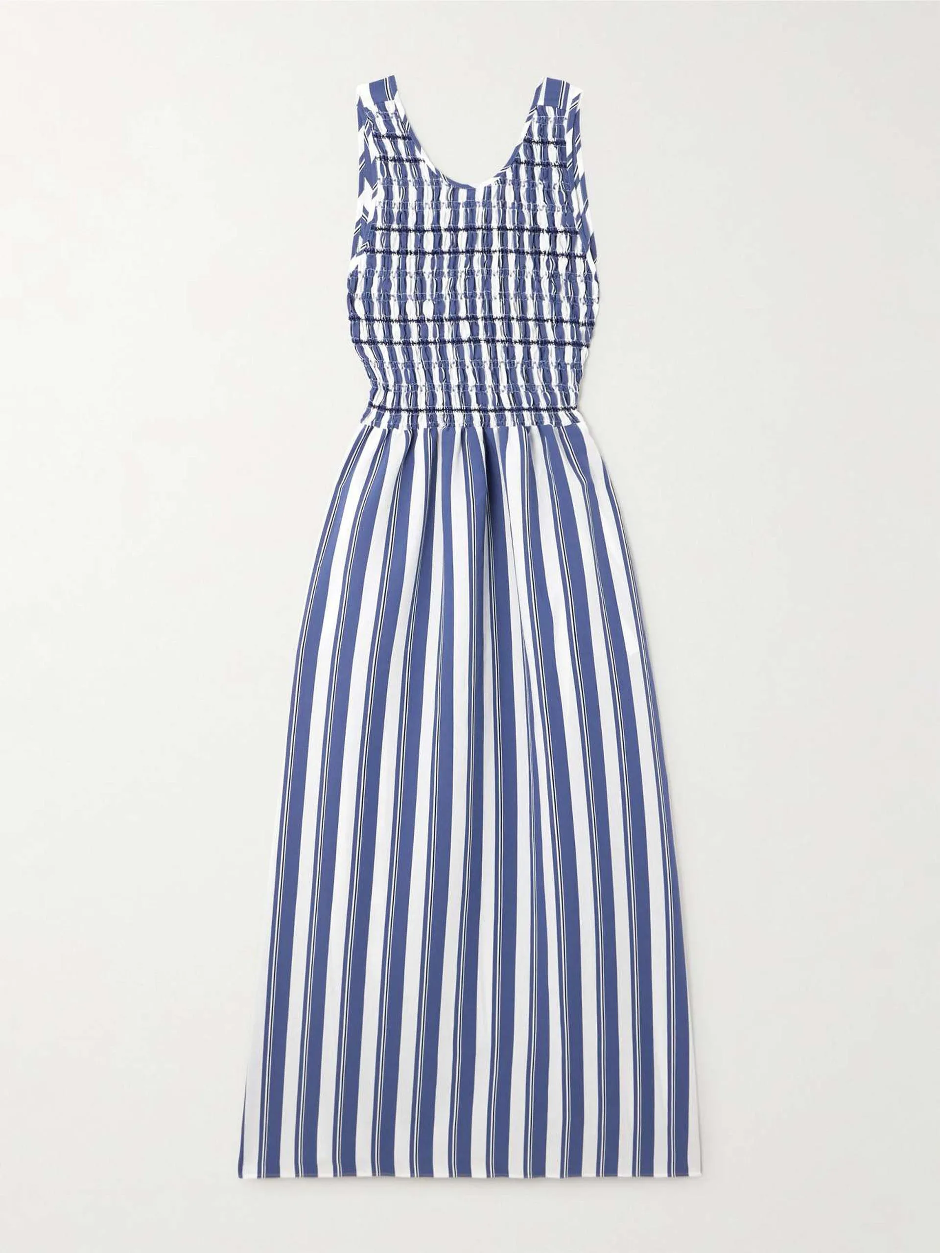 Erika embroidered striped poplin midi dress