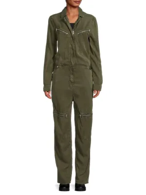 Etienne Marcel Long Sleeve Aviator Jumpsuit, Light Blue