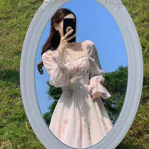 Fashionkova pop culture dress to impress Spring and Summer New Style Beautiful Long Sleeve Dress Fairy Super Fairy Mori Gentle Style Tea Break French First Love Dress