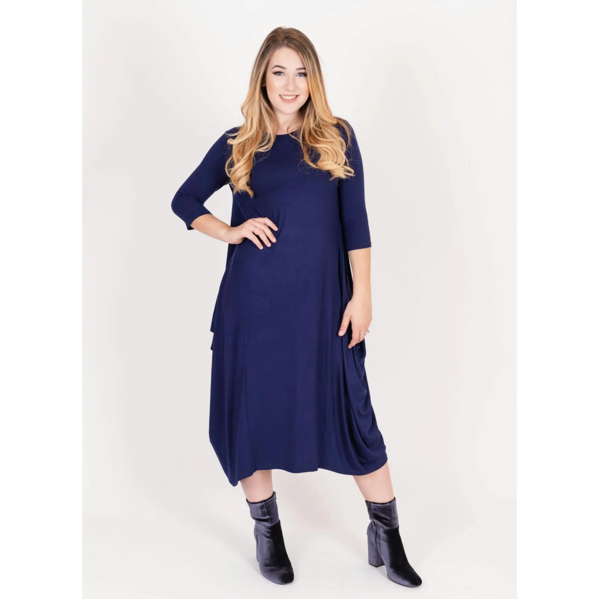 Georgiana Dress -Navy Blue Long Sleeves