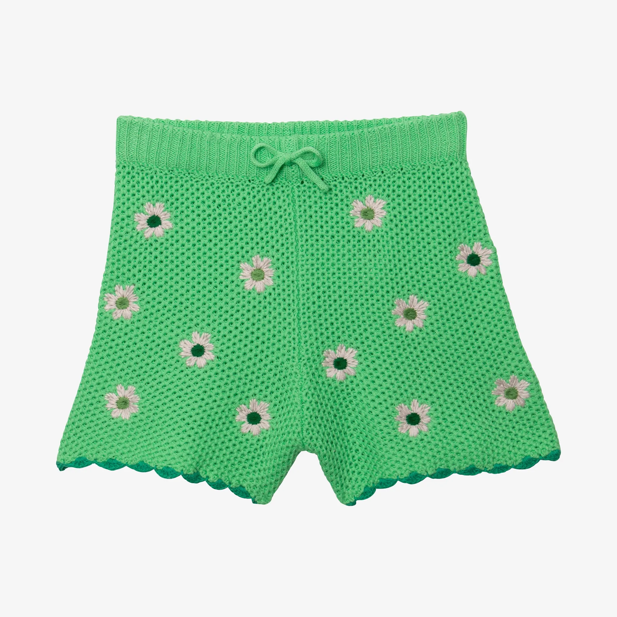 Girls' embroidered crochet shorts