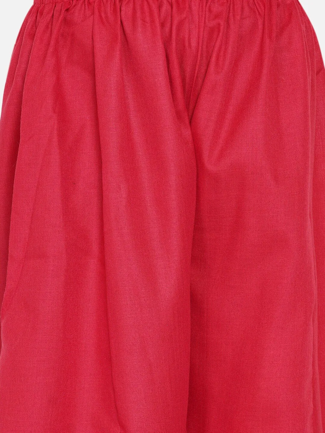 Girl's Red Pleated Asymmetric Kurta with Palazzos - NOZ2TOZ KIDS