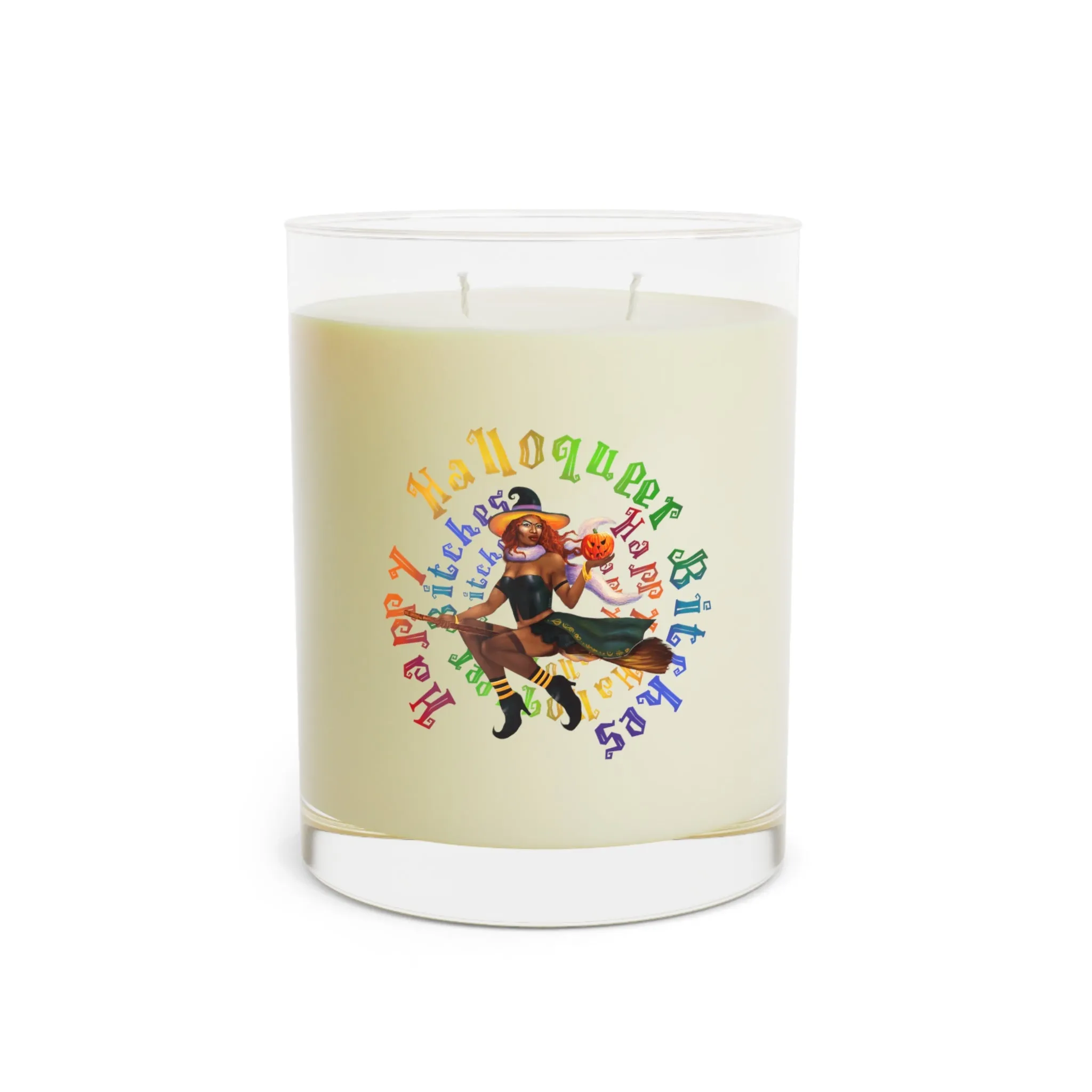 Halloween Scented Candle Full Glass, 11oz - Happy HallowQueer Witches (Black)