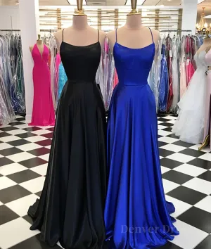 kamahe Simple satin long prom dress, long evening dress