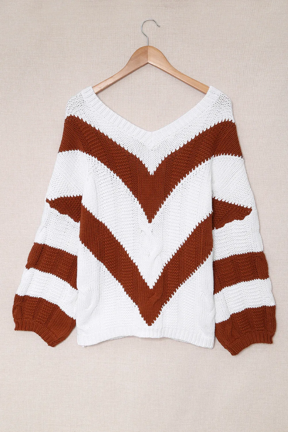 LADIES--Sexy, Off-The-Shoulder, Cable-Knit, V-Neck Sweater