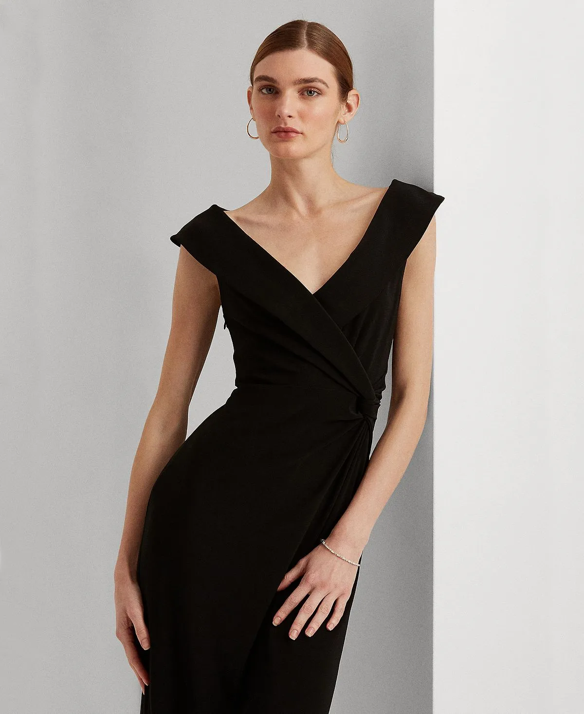 Lauren Ralph Lauren Off Shoulder Knitted Dress, Black