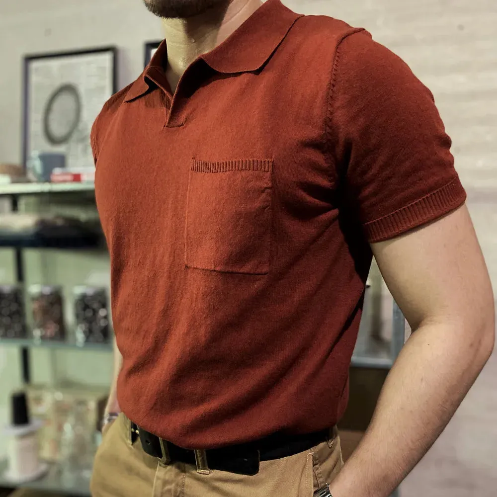 Men's Polo Knitted Shirt - Short Sleeves - Designer Shirt - Italian Retro Male Clothing