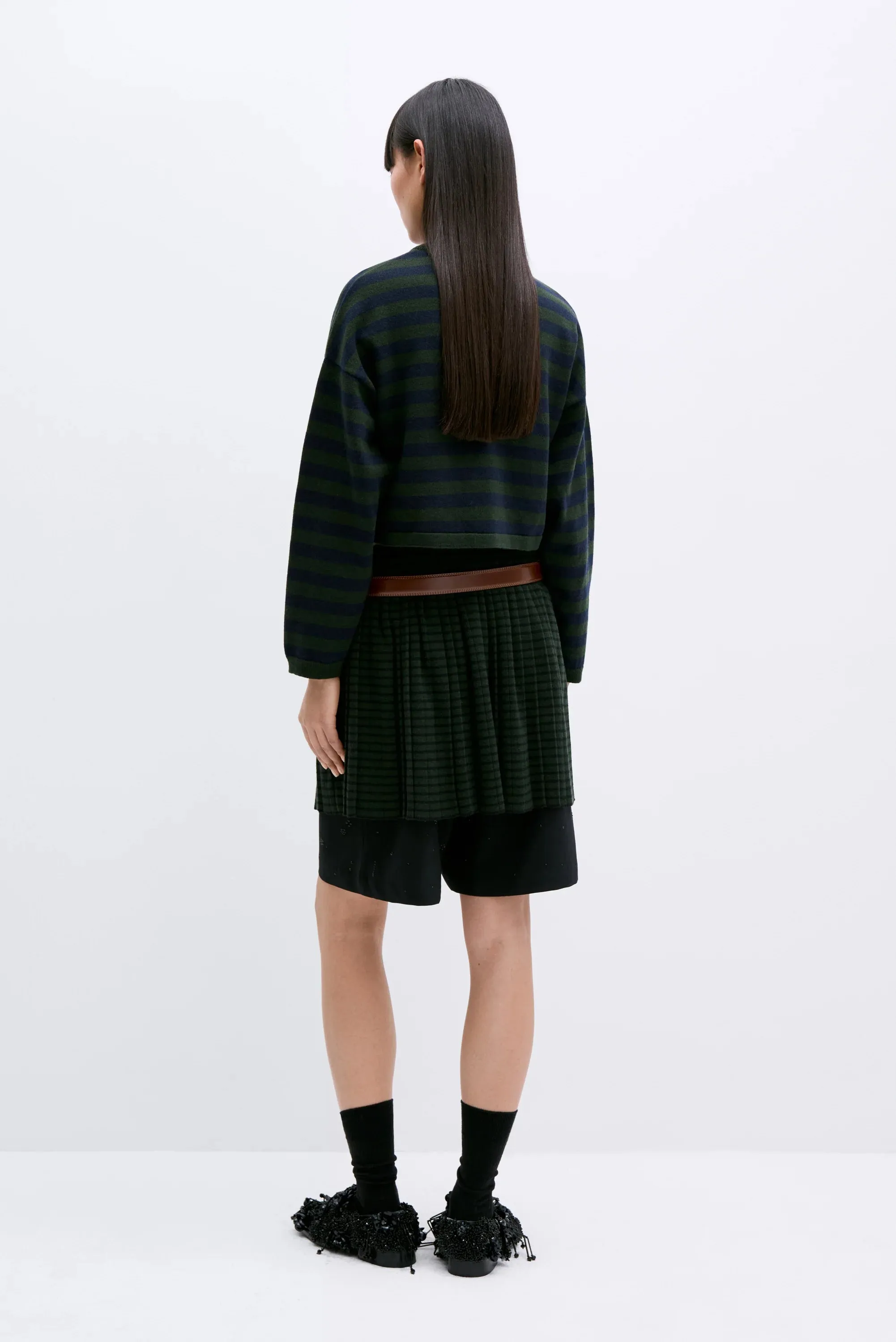 Merino Wool Striped Mini Skirt