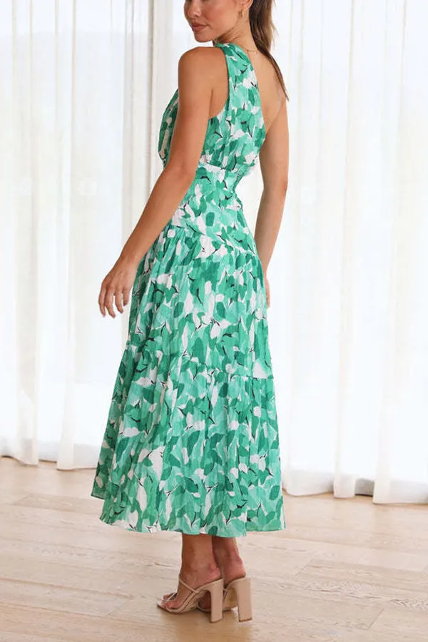 Mid-length off-the-shoulder sleeveless midi dress