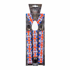 Novelty GB Braces Union Jack Flags Print Adults One Size