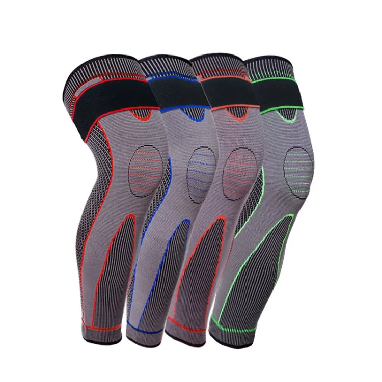 Nylon Knitted Riding Sports Extended Knee Pads, Size: XXL(Green Pressurized Anti-slip)