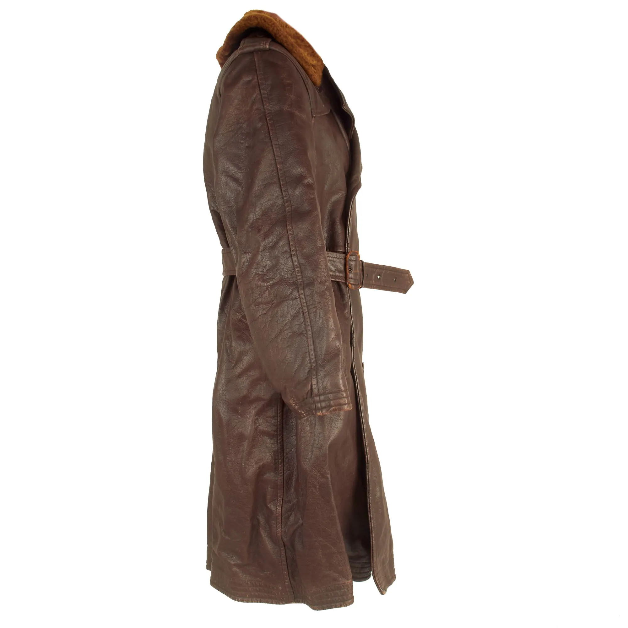 Original U.S. WWII US Navy M-69F Leather Transport Pilot Aircraft Coat Grouping For Aviation Metalsmith 3rd Class George Baum, Stationed Aboard Aircraft Carrier USS Altamaha