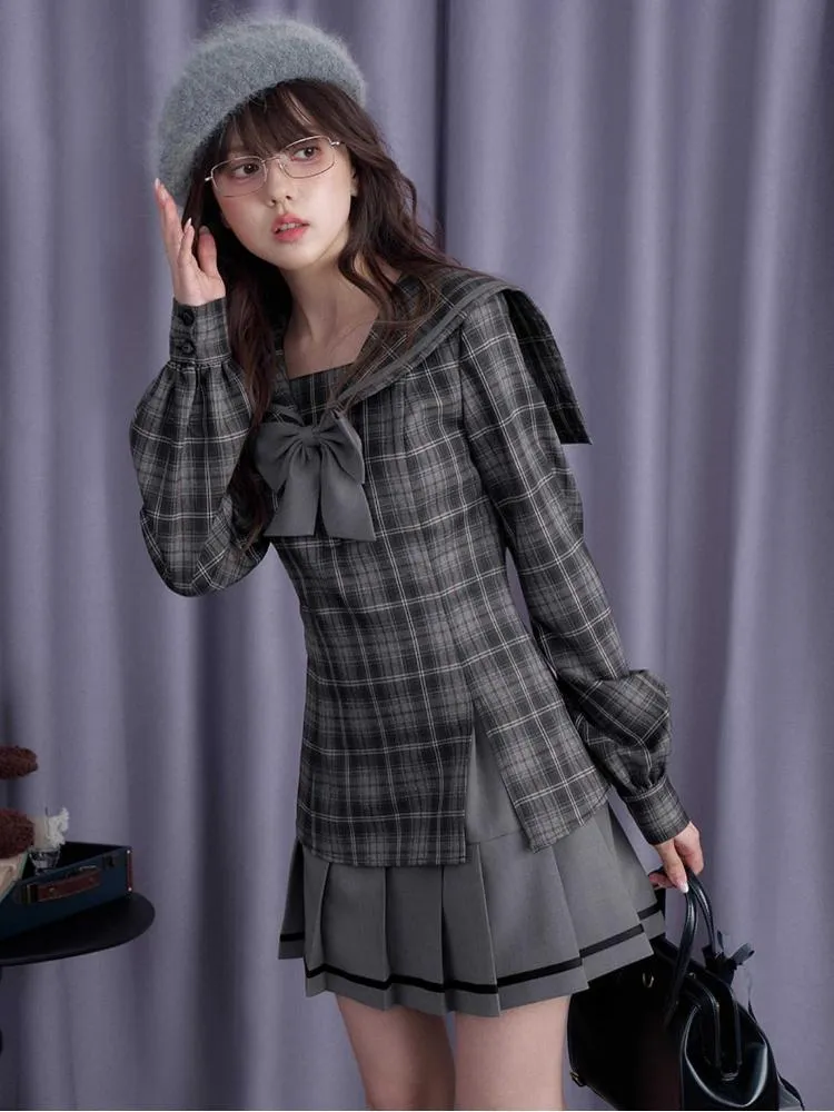 Plaid sailor collar dress jacket【s0000010697】